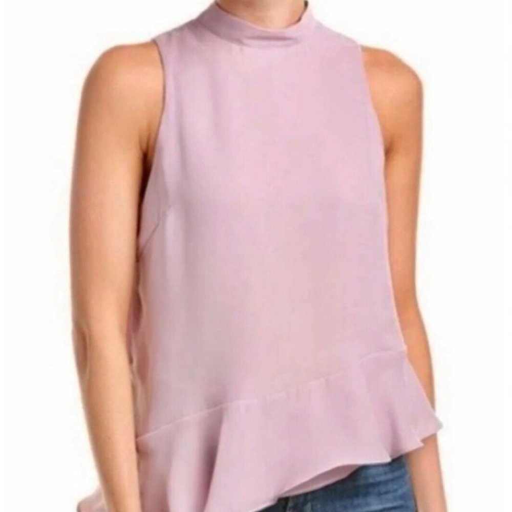 Parker Mock Neck, Asymmetrical Hem Blouse